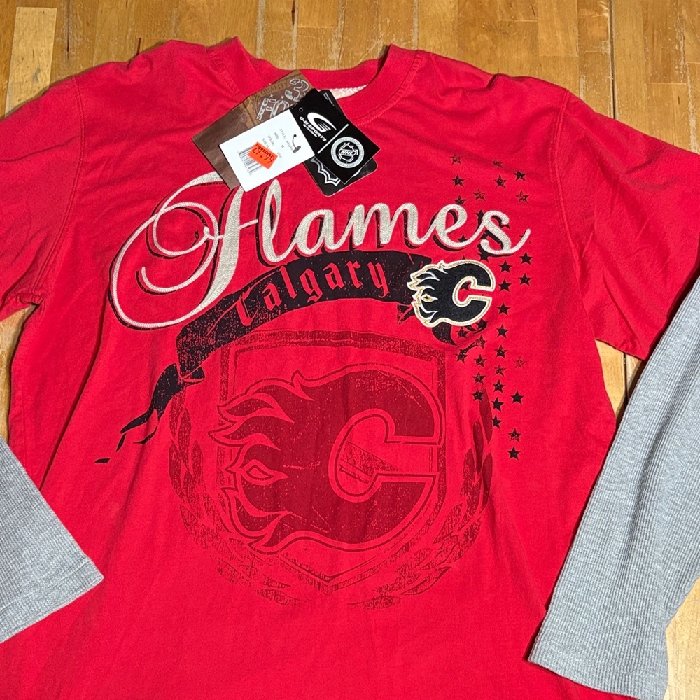 NWT Calgary Flames Red Long Sleeve Shirt